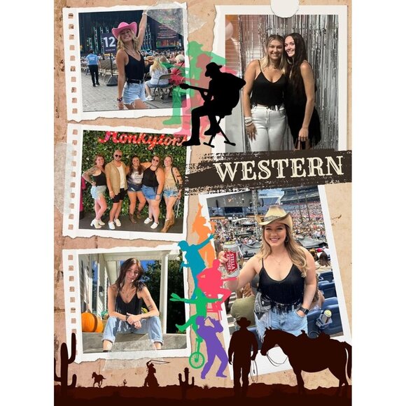 Western Cowgirl Fringe Tank Top Womens Boho Tassel Hem Casual Festival - Picture 6 of 6